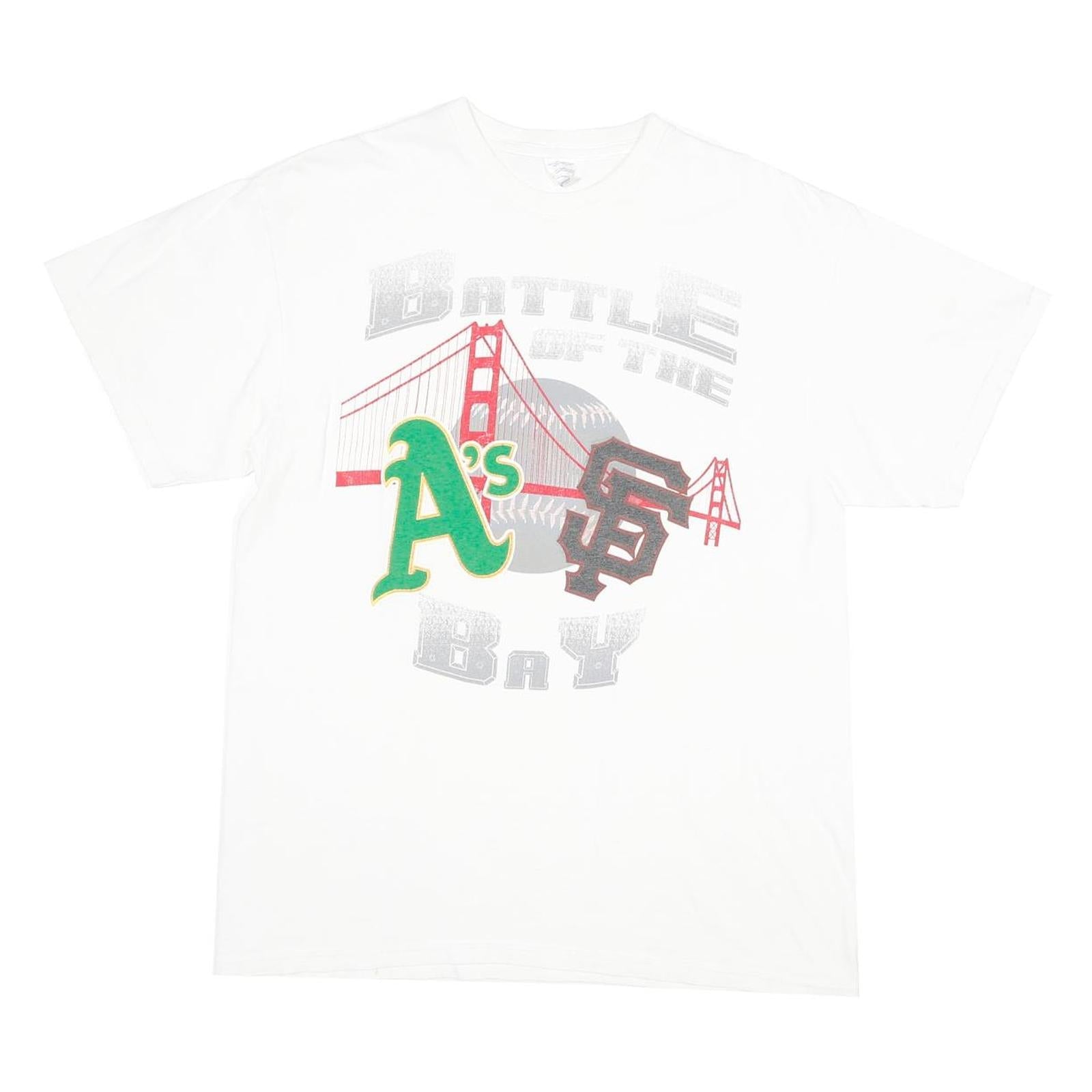Mens White Graphic Battle Of The Bay T-Shirt L Short Sleeve Crew Neck Cotton Refurbished - N/A refurbished available on Cerqular