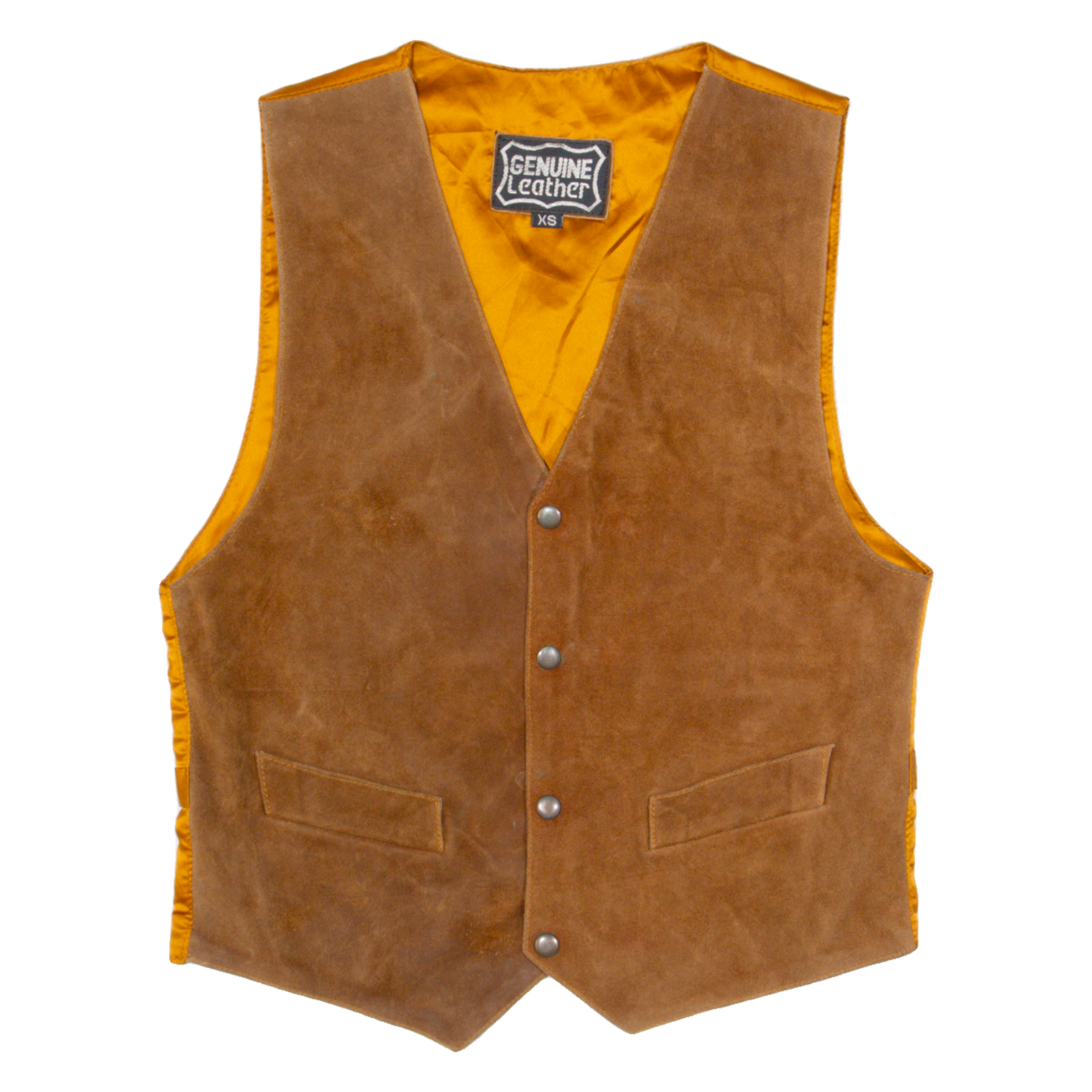Mens Biker Waistcoat Brown Leather Suede 90s XS Refurbished - N/A refurbished available on Cerqular