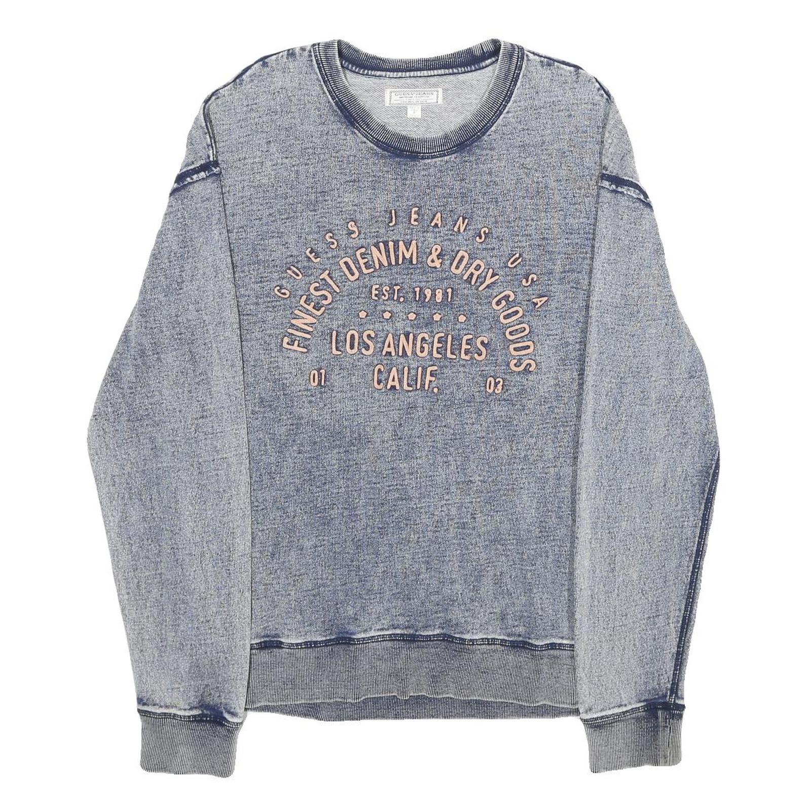 GUESS JEANS Mens Blue Round Neck S Sweatshirt Cotton Casual Pullover Refurbished - N/A refurbished available on Cerqular