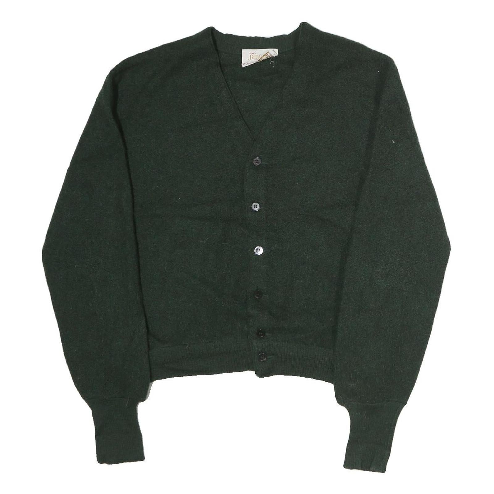 JANTZEN Womens Green Plain V-Neck Basic Knit M Button Up Jumper Polyester Blend Refurbished - N/A refurbished available on Cerqular