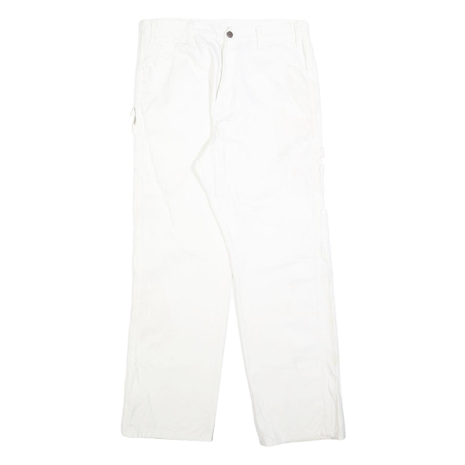 DICKIES Mens White Relaxed Straight Cotton Blend Trousers W32 L30 Workwear Refurbished - N/A refurbished available on Cerqular