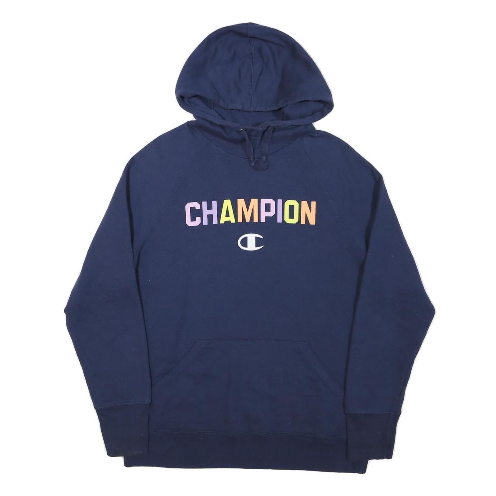 CHAMPION Womens Navy Blue Pullover Hoodie M Multicolour Logo Cotton Blend Refurbished - N/A refurbished available on Cerqular