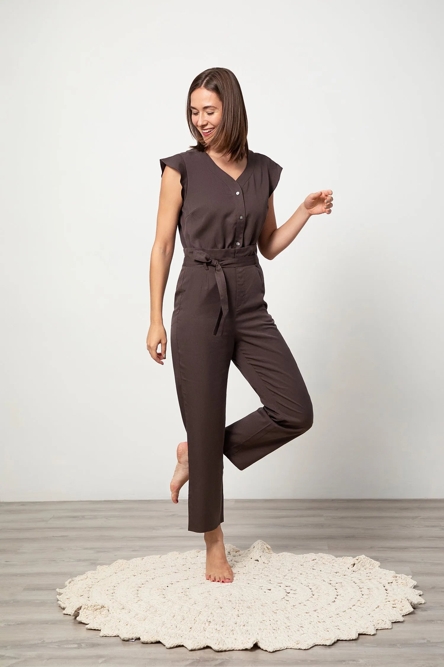 Buy Short-sleeve Jumpsuit - Espresso | Size: XXS Refurbished - $130.00 Short-sleeve Jumpsuit - Espresso | Size: XXS Refurbished - N/A refurbished available on Cerqular