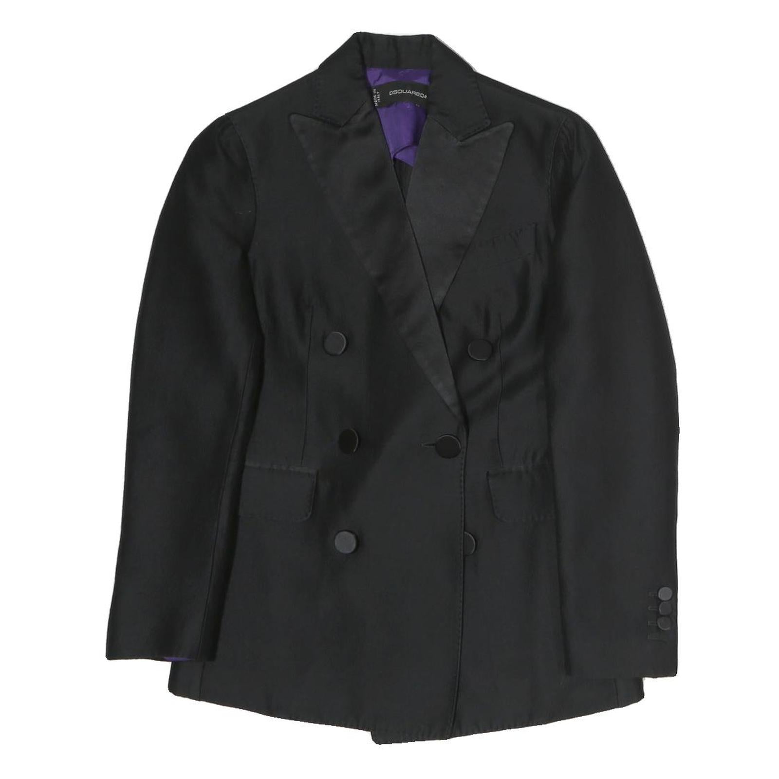 DSQUARED2 Womens Black Satin Lapel Double Breasted Jacket M Polyester Button Refurbished - N/A refurbished available on Cerqular
