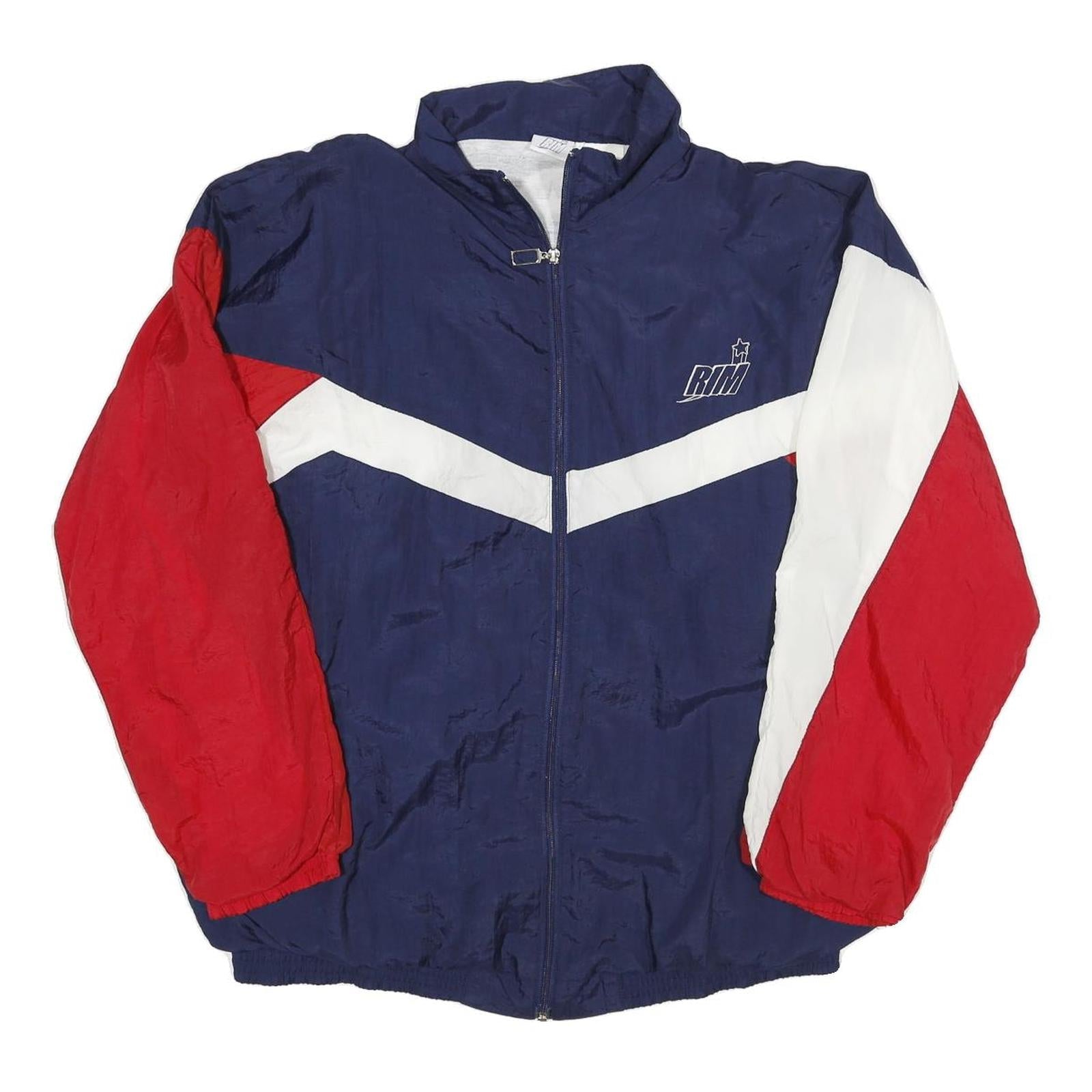 CONVERSE Mens Blue & Red Zip Jacket XL Polyester Blend Colourblock Retro Refurbished - N/A refurbished available on Cerqular
