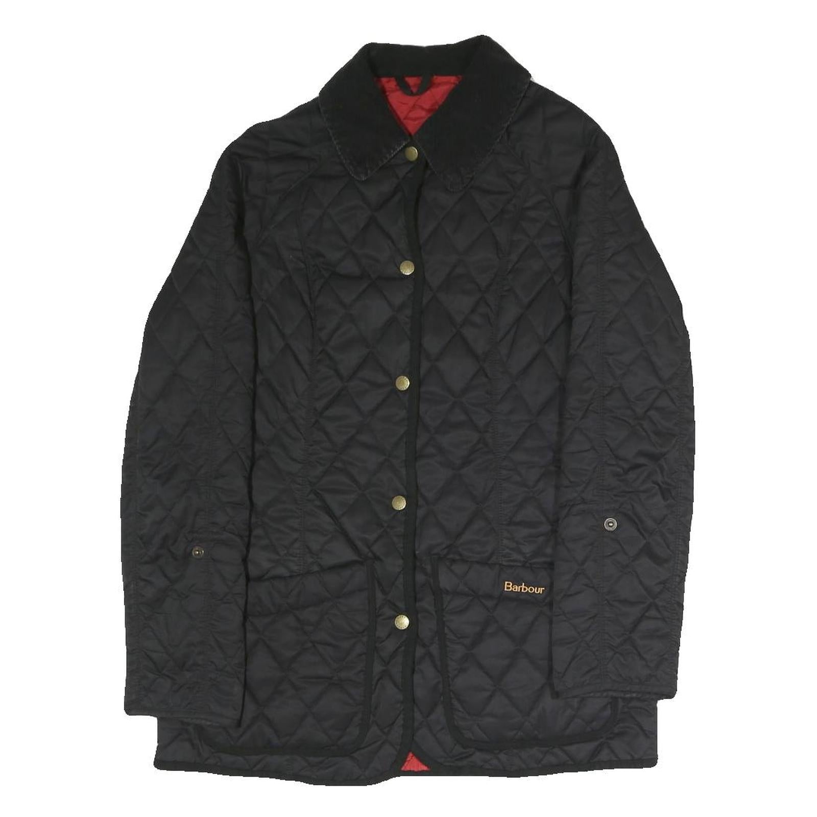 BARBOUR Womens Black Quilted Button Jacket UK 8 Polyester Blend Classic Refurbished - N/A refurbished available on Cerqular
