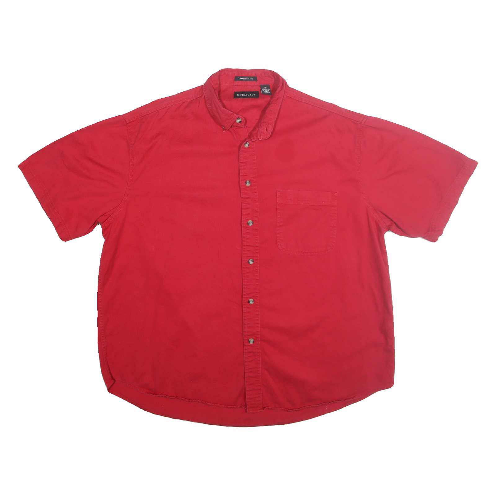 ULTRA CLUB Mens Red Cotton Short Sleeve Shirt XL Casual Button Front Refurbished - N/A refurbished available on Cerqular