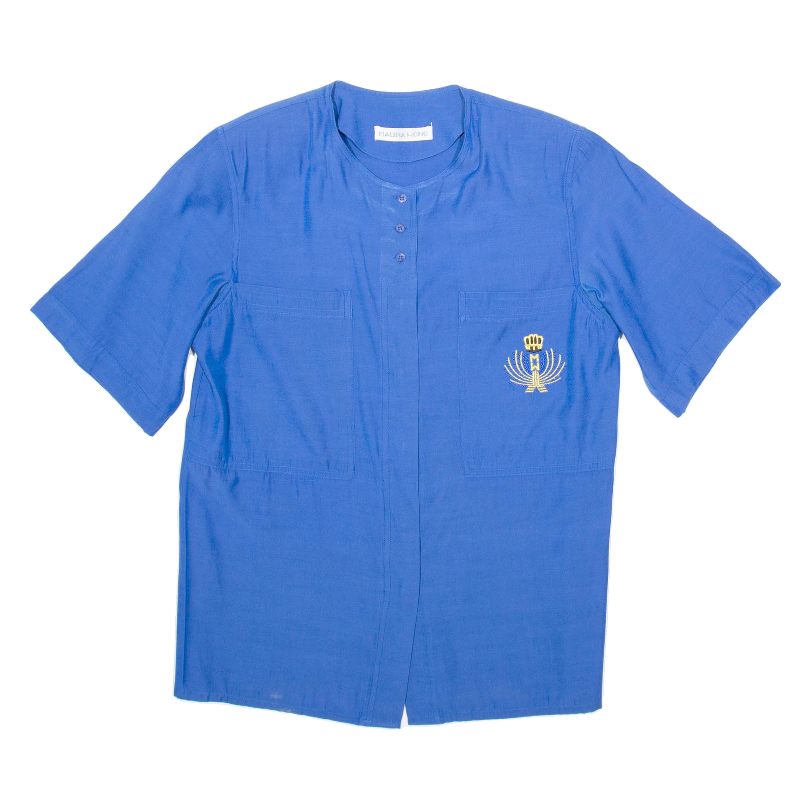 MALINA WONG Womens Blouse Blue M Refurbished - N/A refurbished available on Cerqular