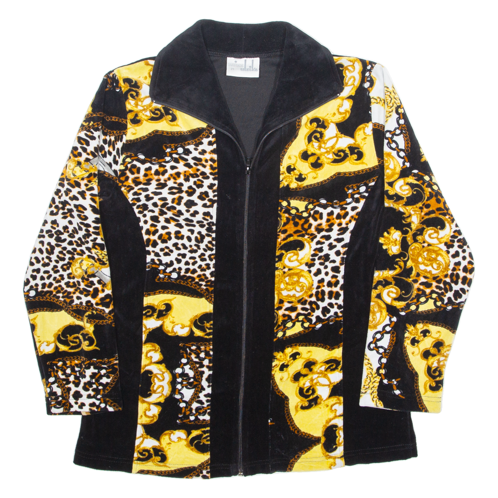 MISS ULRIKE Womens Jacket Black Velvet 90s Crazy Pattern M Refurbished - N/A refurbished available on Cerqular