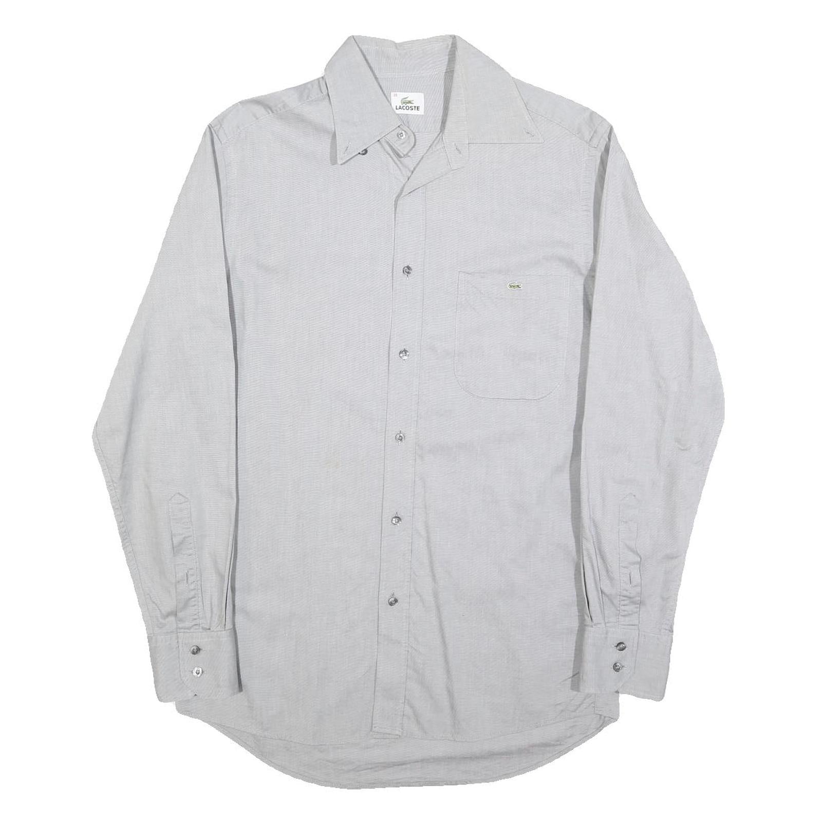 LACOSTE Mens White Cotton Blend Long Sleeve Shirt M Classic Casual Button Up Refurbished - N/A refurbished available on Cerqular