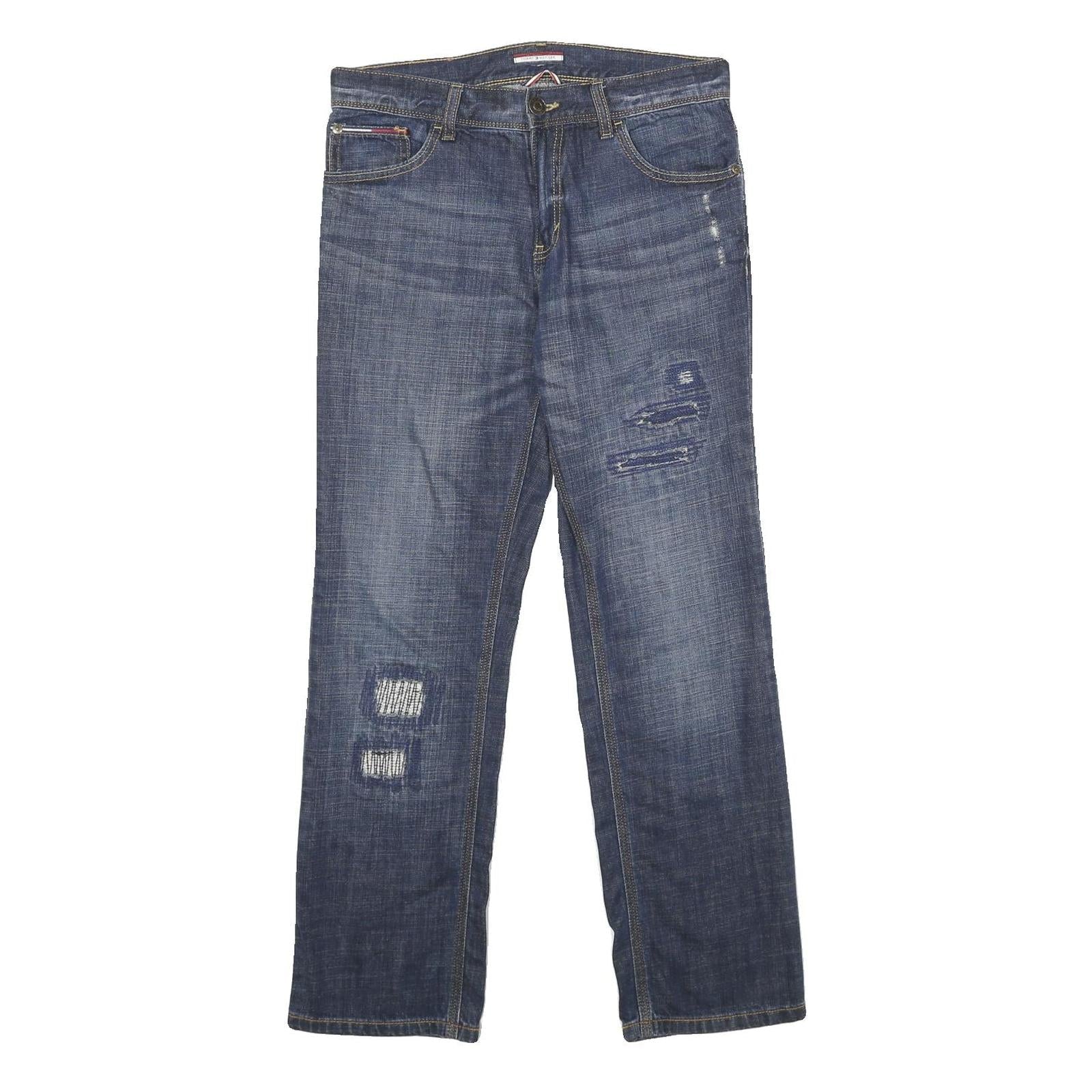TOMMY HILFIGER Mens Jeans Blue Slim Straight Denim Medium W30 L30 Distressed Refurbished - N/A refurbished available on Cerqular