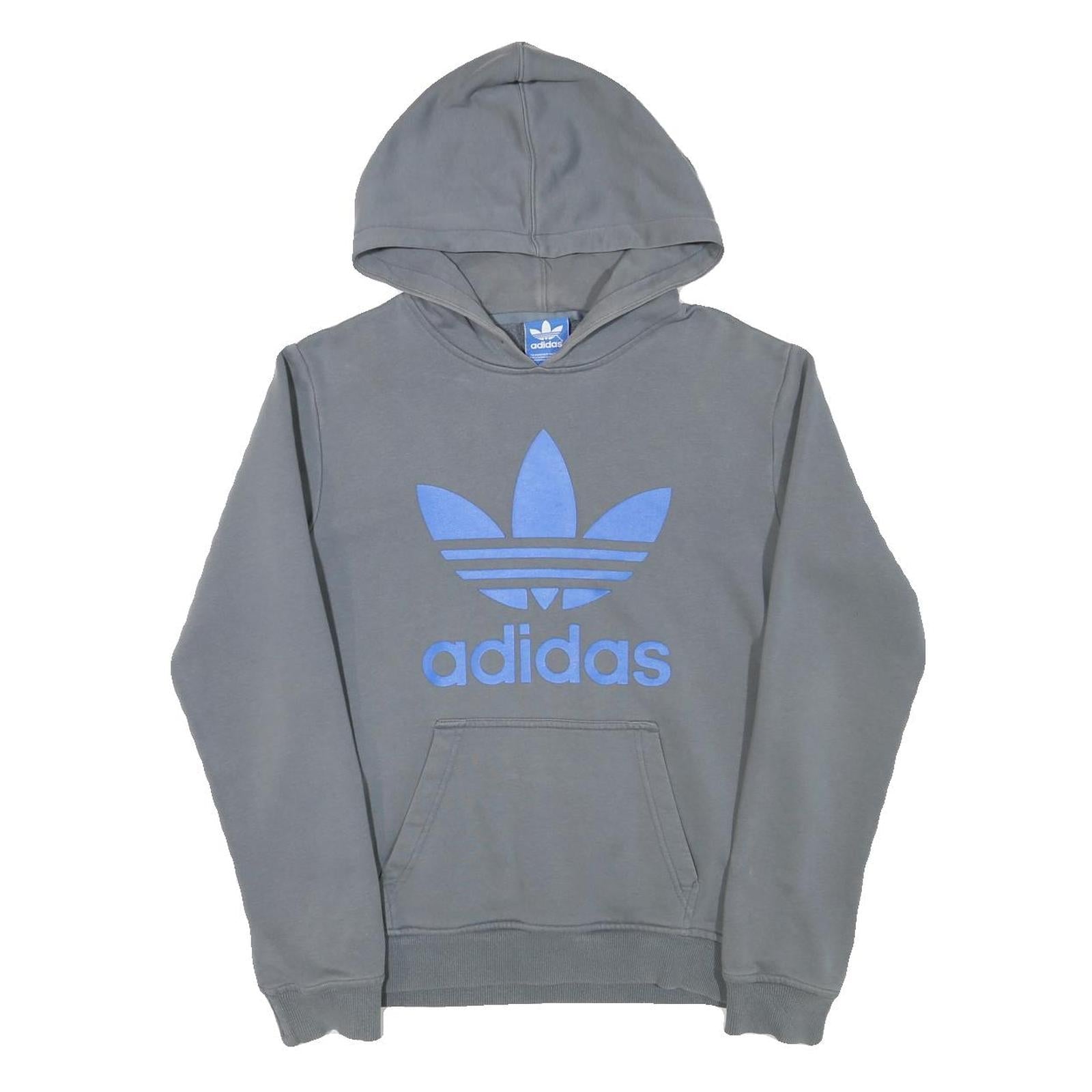 ADIDAS Mens Grey Blue Hoodie S Cotton Blend Casual Pullover Hooded Sweatshirt Refurbished - N/A refurbished available on Cerqular