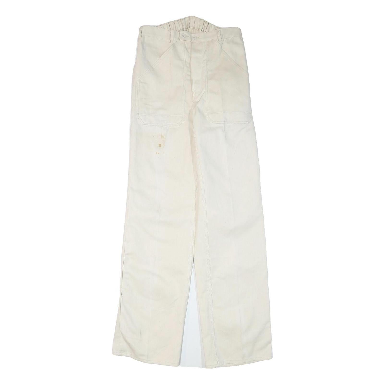 Mens Cotton Blend White Regular Fit Button Closure Trousers W28 L35 Casual Refurbished - N/A refurbished available on Cerqular