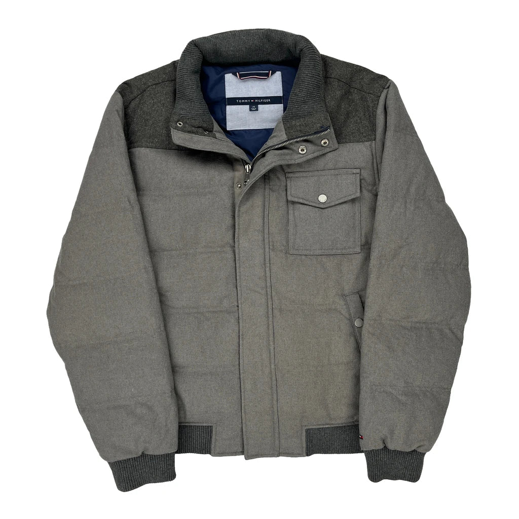 Tommy Hilfiger Puffer - Large Grey Polyester Blend Refurbished - Thrifted (note: this is a term often used to describe second- refurbished available on Cerqular