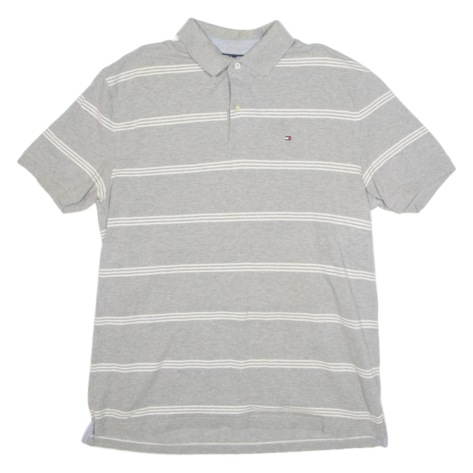 TOMMY HILFIGER Mens Polo Shirt Grey Striped XL Refurbished - N/A refurbished available on Cerqular