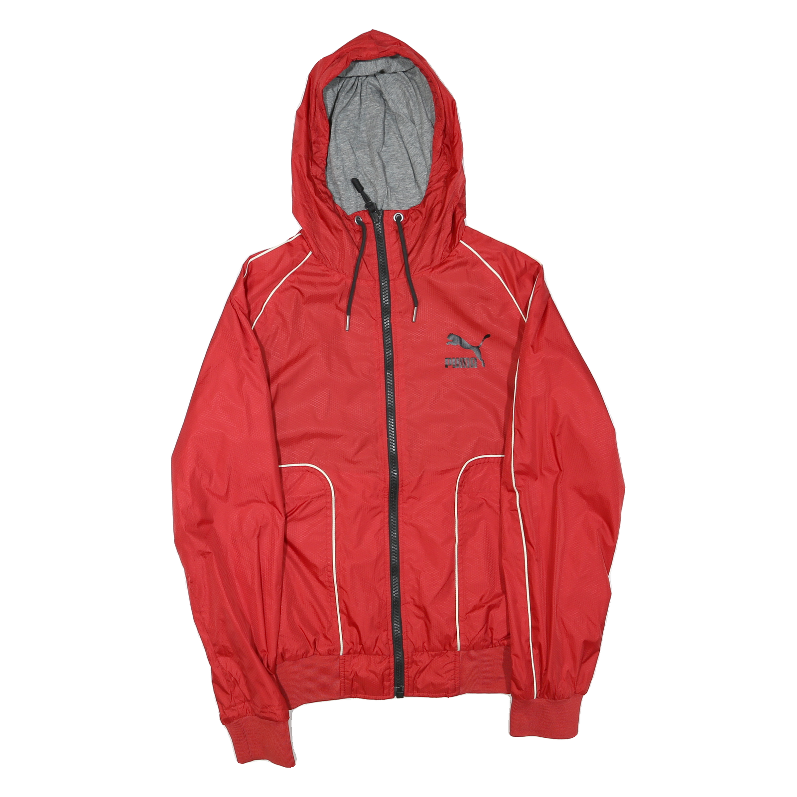 PUMA Mens Red Hooded Track Jacket S Polyester Blend Zip Plain Lightweight Refurbished - N/A refurbished available on Cerqular
