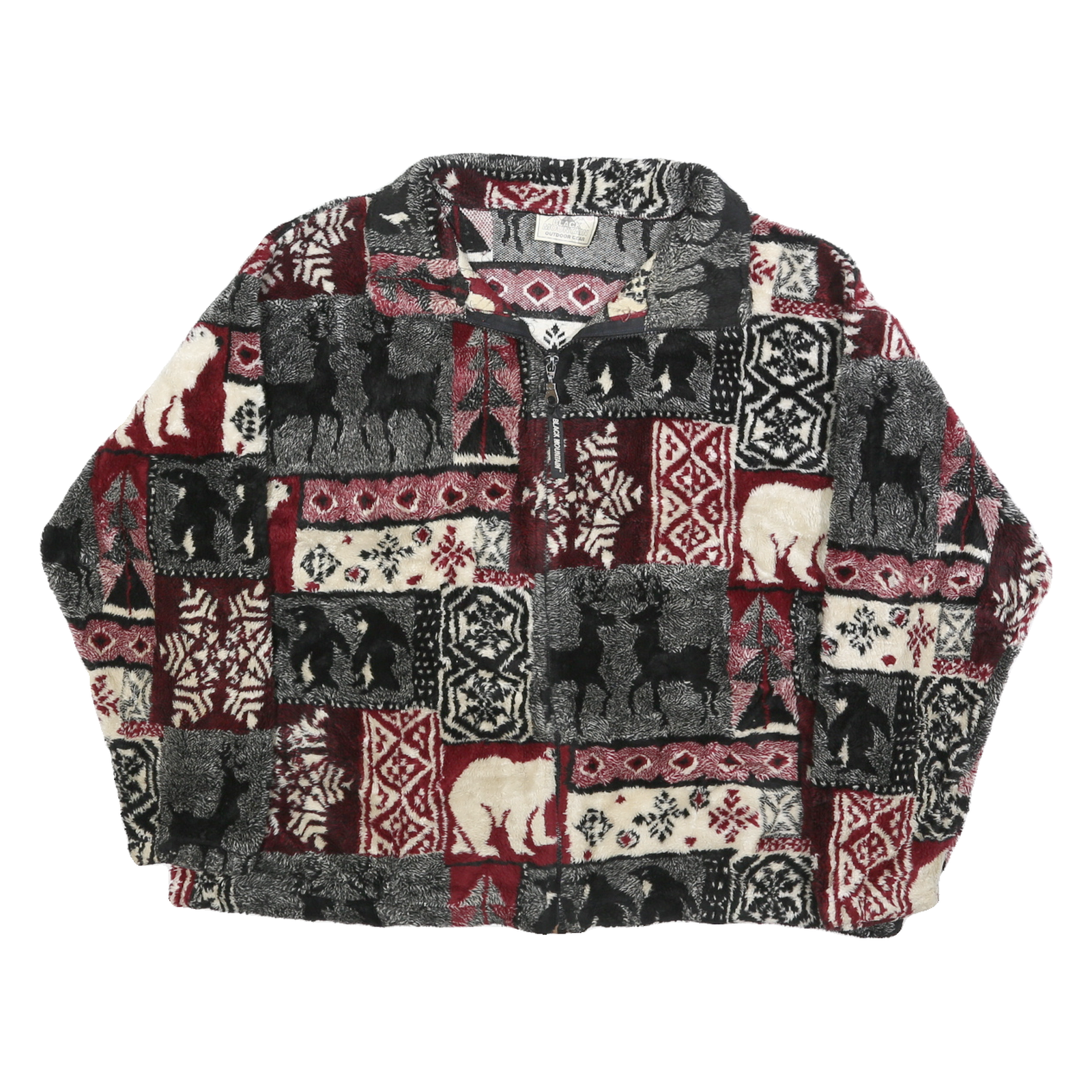 BLACK MOUNTAIN Womens Burgundy Grey White Patterned Jumper 1/4 Zip Pullover L Refurbished - N/A refurbished available on Cerqular