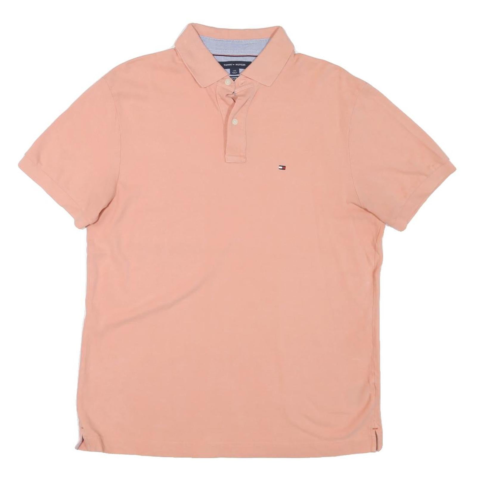 TOMMY HILFIGER Mens Peach Pink Polo Shirt L Cotton Blend Short Sleeve Basic Refurbished - N/A refurbished available on Cerqular