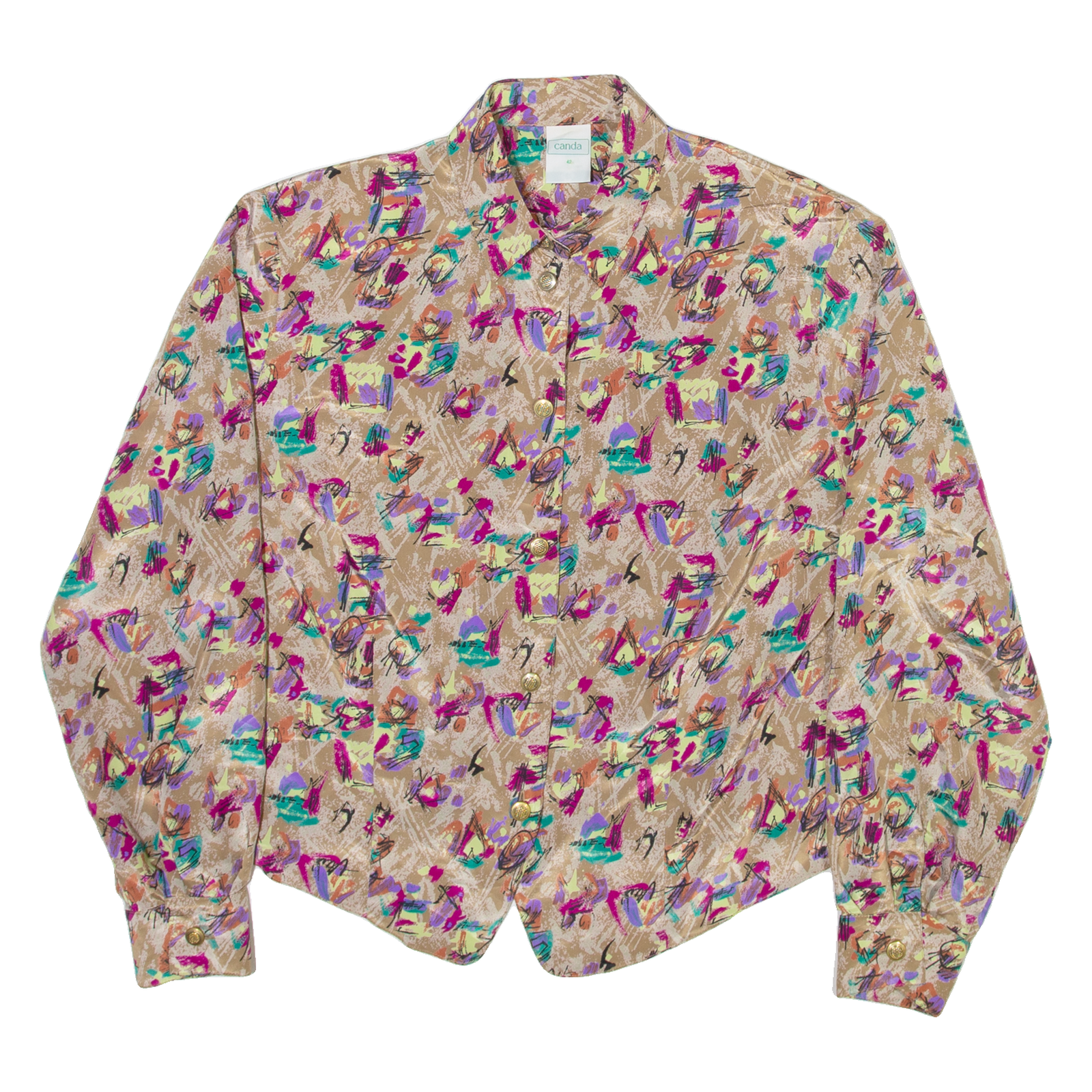 CANADA Womens Shirt Brown Crazy Pattern Long Sleeve M Refurbished - N/A refurbished available on Cerqular