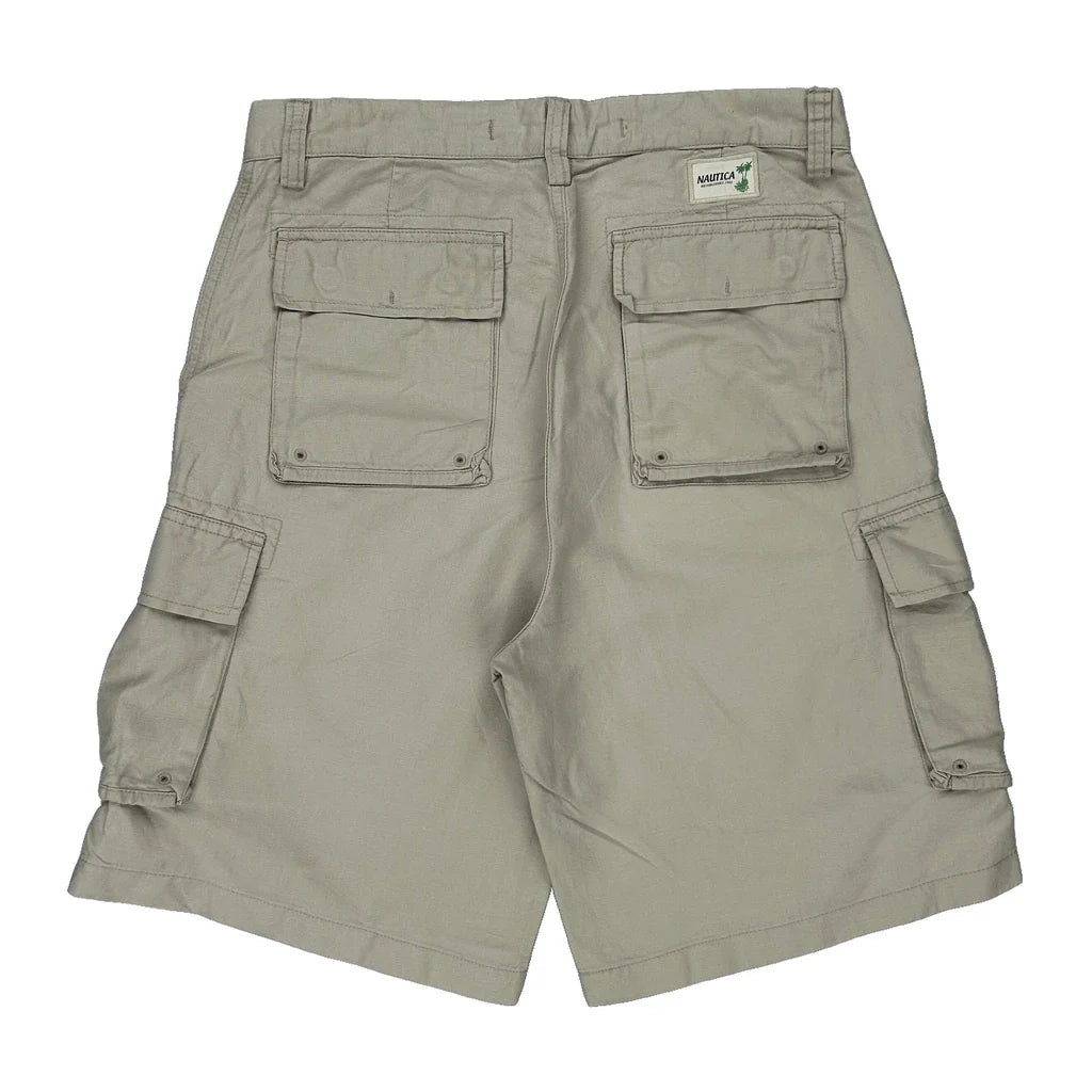 Nautica Cargo Shorts - 32W 10L Beige Linen Blend Refurbished - Thrifted (note: this is a term often used to describe second- refurbished available on Cerqular