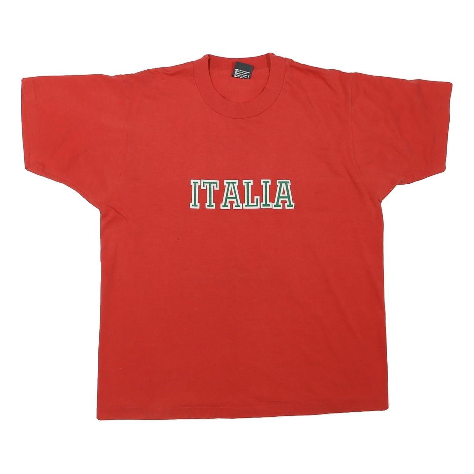 THE BEST Mens Red Italia Graphic T-Shirt XL Short Sleeve Crew Neck Cotton Blend Refurbished - N/A refurbished available on Cerqular