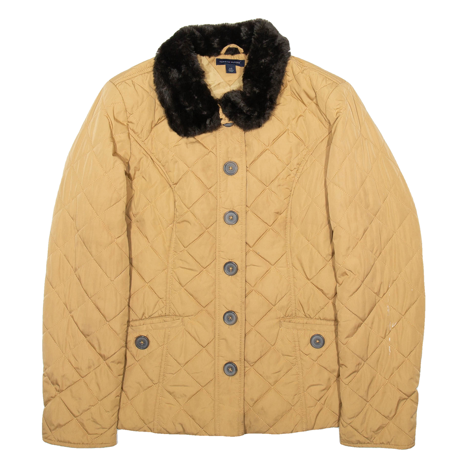 TOMMY HILFIGER Womens Quilted Coat Beige L Refurbished - N/A refurbished available on Cerqular