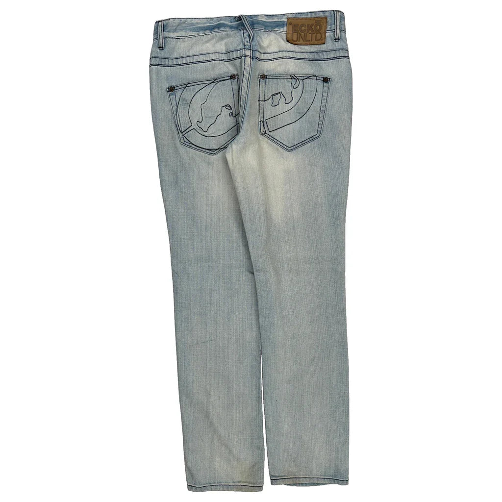 Ecko Unltd Jeans - 34W 30L Light Wash Cotton Refurbished - Thrifted (note: this is a term often used to describe second- refurbished available on Cerqular