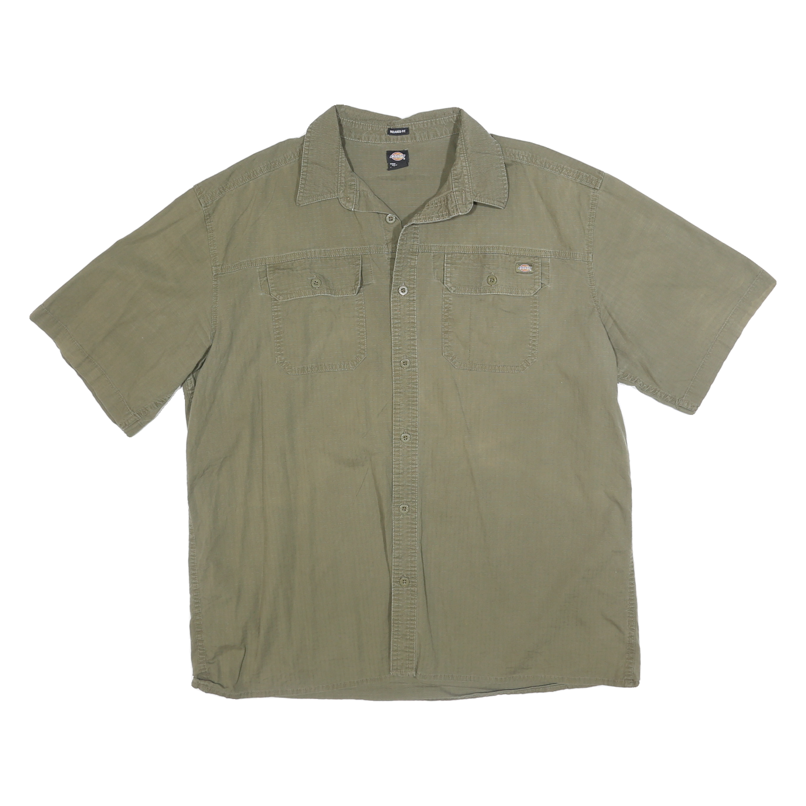 DICKIES Mens Green Cotton Blend Shirt XL Workwear Casual Button Pocket Refurbished - N/A refurbished available on Cerqular