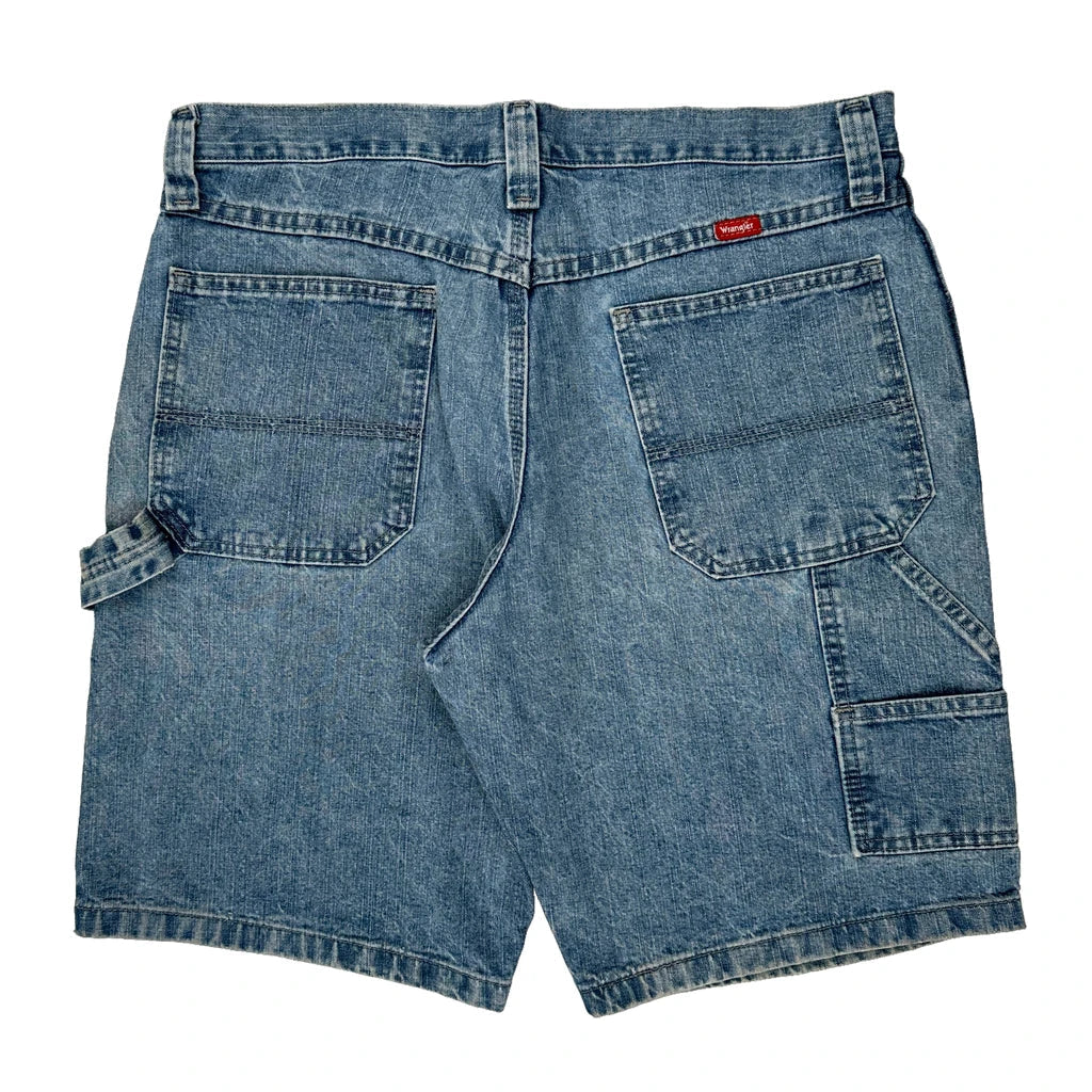 Wrangler Double Knee Carpenter Shorts - 34W 8L Blue Cotton Refurbished - Thrifted (note: this is a term often used to describe second- refurbished available on Cerqular