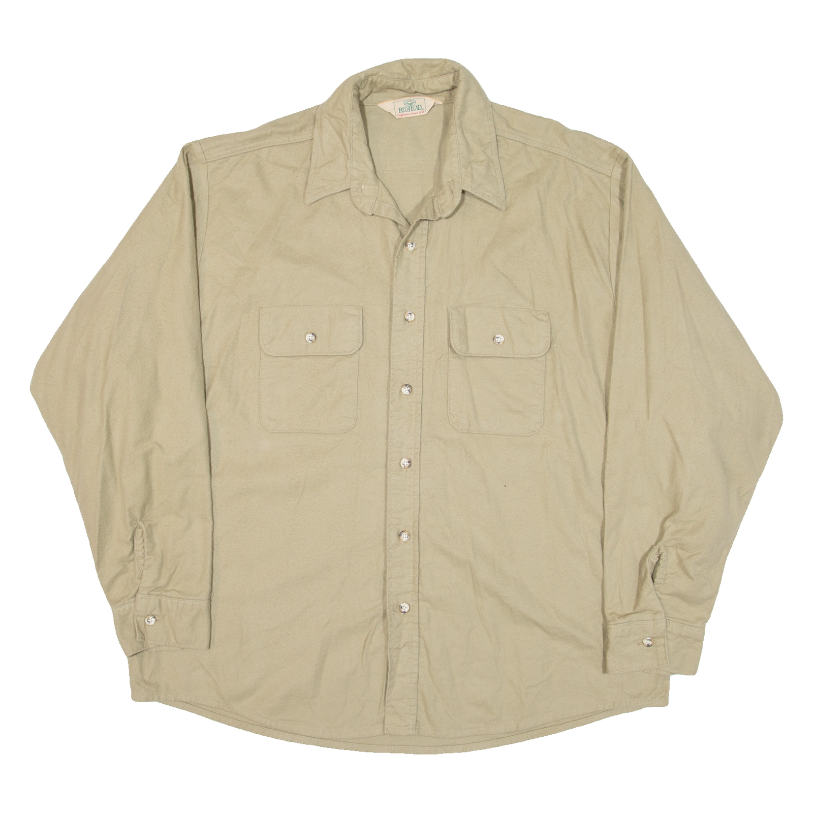 REDHEAD Mens Flannel Shirt Beige 90s Long Sleeve XL Refurbished - N/A refurbished available on Cerqular