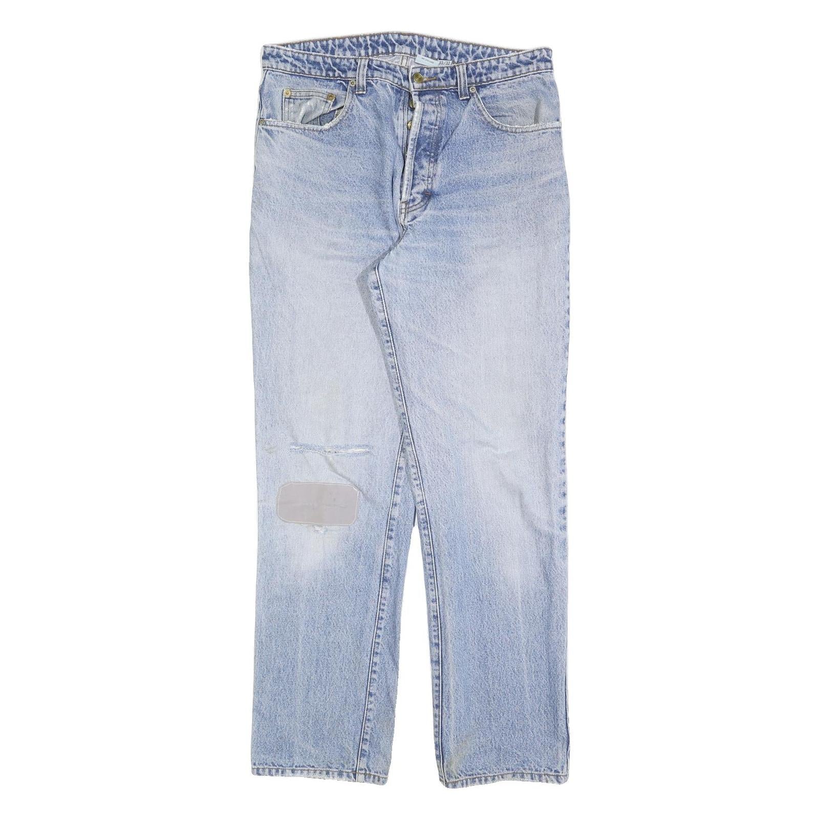 GARRY Mens Jeans Blue Regular Straight Denim Light W33 L32 Button Cotton Blend Refurbished - N/A refurbished available on Cerqular