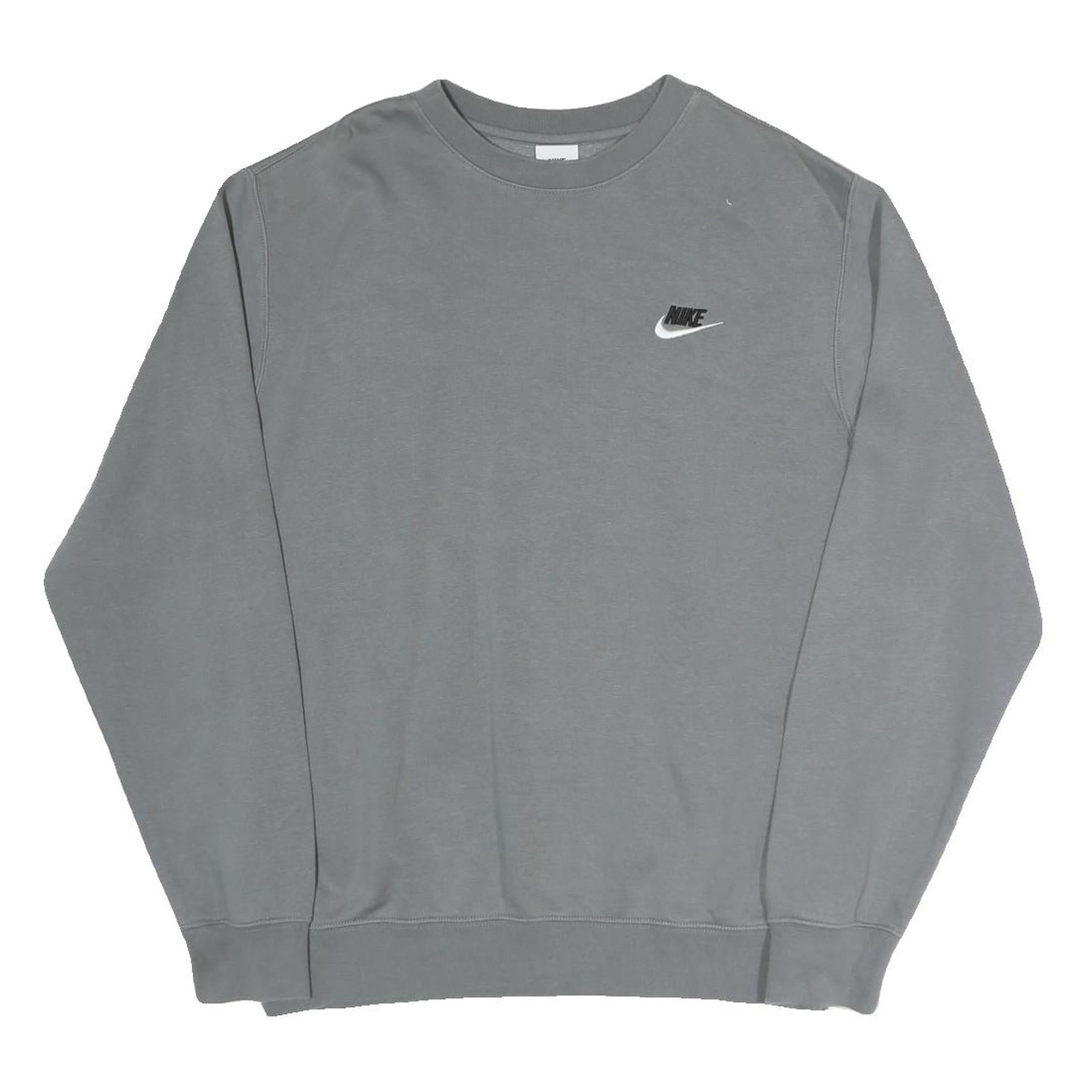 NIKE Mens Grey Crew Neck S Sweatshirt Cotton Blend Logo Pullover Casual Refurbished - N/A refurbished available on Cerqular