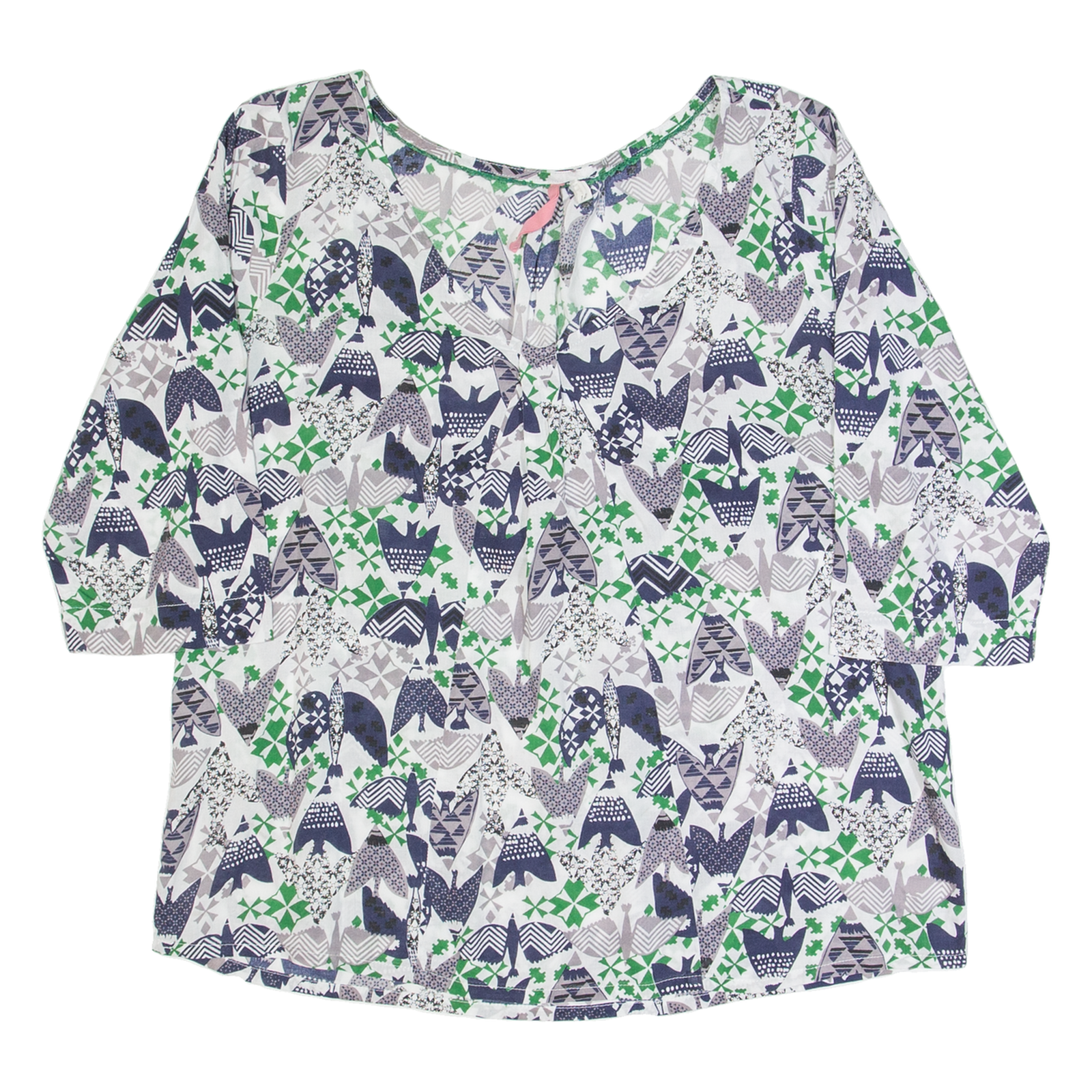 WHITE STUFF Womens Printed Blouse Cream 3/4 Sleeve Crazy Pattern UK 12 Refurbished - N/A refurbished available on Cerqular