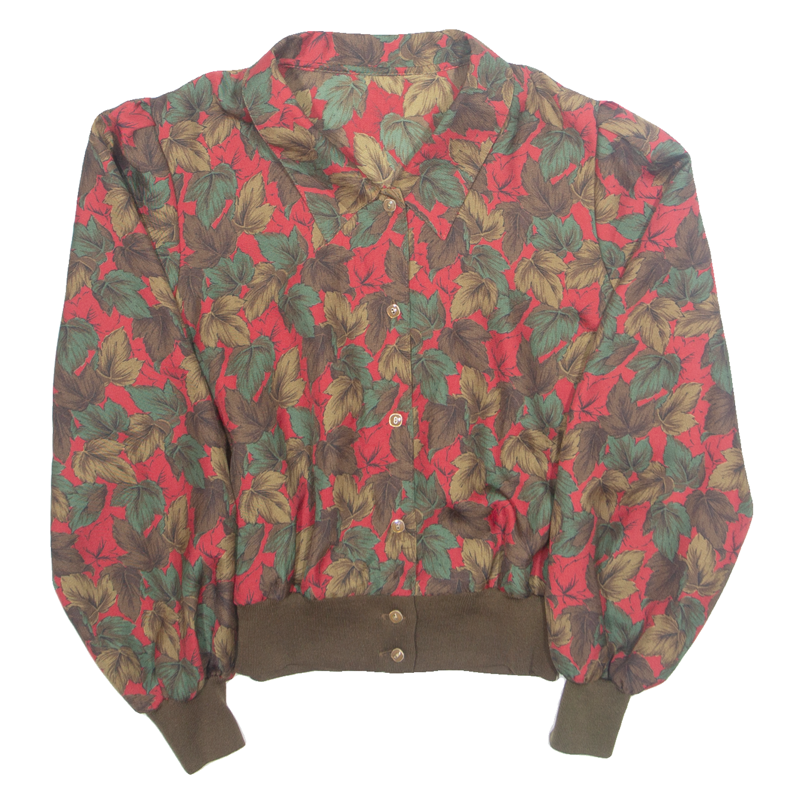 Womens Printed Shirt Green Collared Long Sleeve Floral M Refurbished - N/A refurbished available on Cerqular