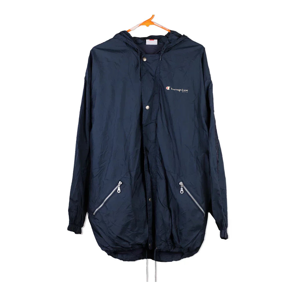 Buy Champion Windbreaker - Large Navy Cotton Refurbished - $10.71 Champion Windbreaker - Large Navy Cotton Refurbished - Thrifted (note: this is a term often used to describe second- refurbished available on Cerqular