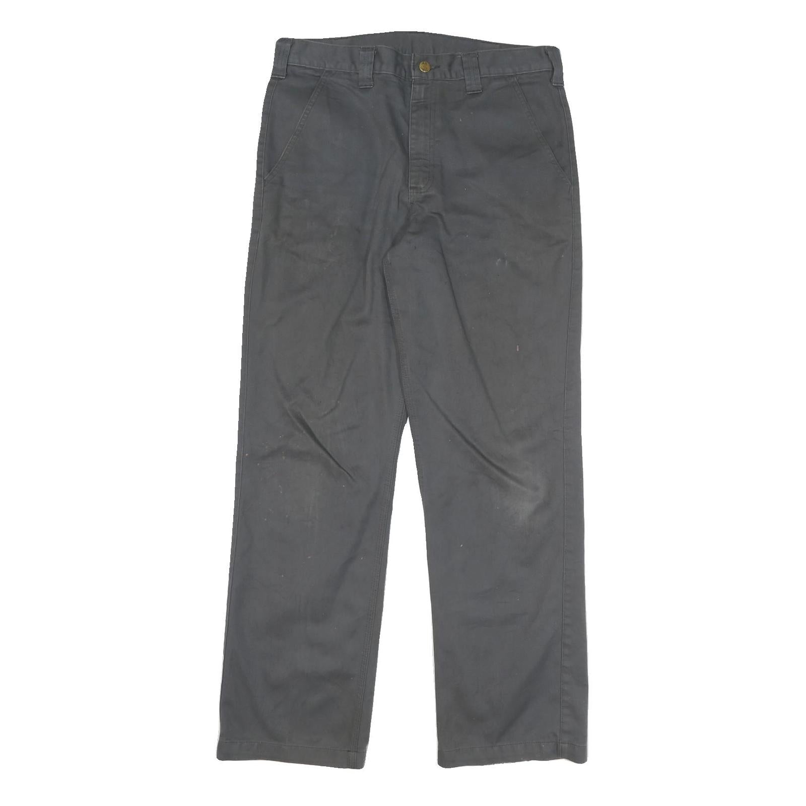 CARHARTT Mens Cotton Blend Grey Regular Straight Trousers W32 L31 Workwear Zip Refurbished - N/A refurbished available on Cerqular