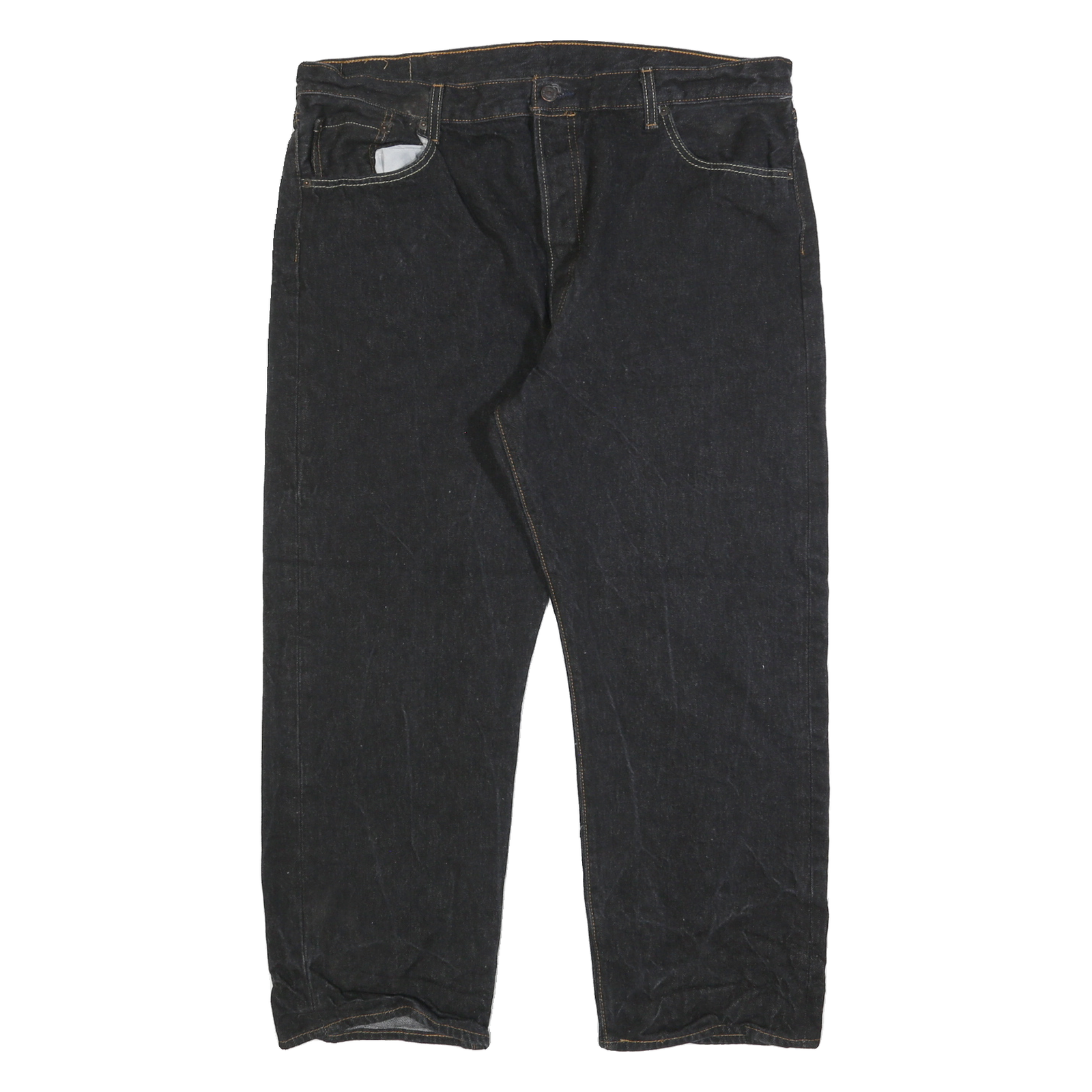 LEVI'S 501 Mens Jeans Black Regular Straight Denim Raw W39 L26 Button Closure Refurbished - N/A refurbished available on Cerqular