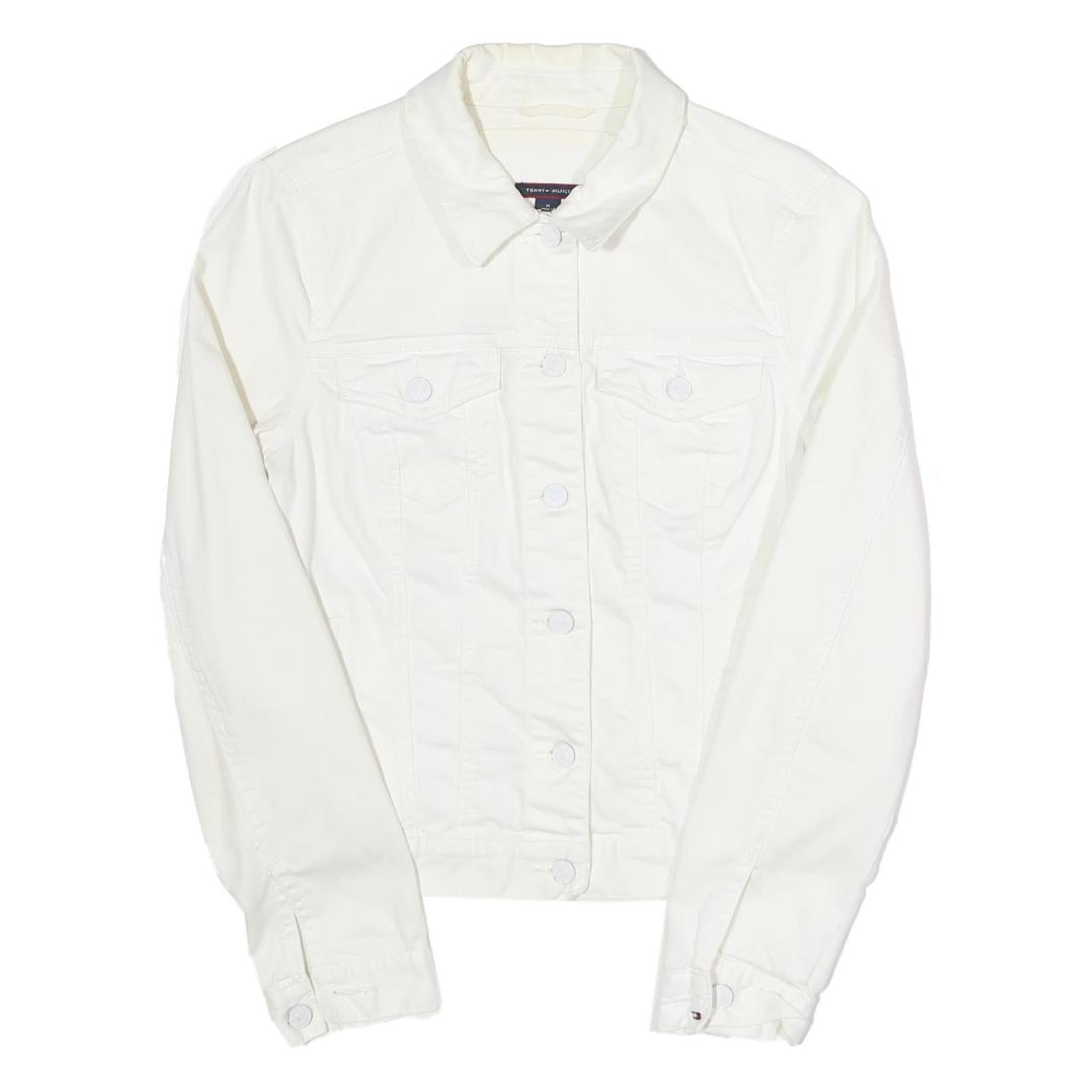 TOMMY HILFIGER Womens White Button Cotton Blend Jacket M Plain Classic Fit Refurbished - N/A refurbished available on Cerqular