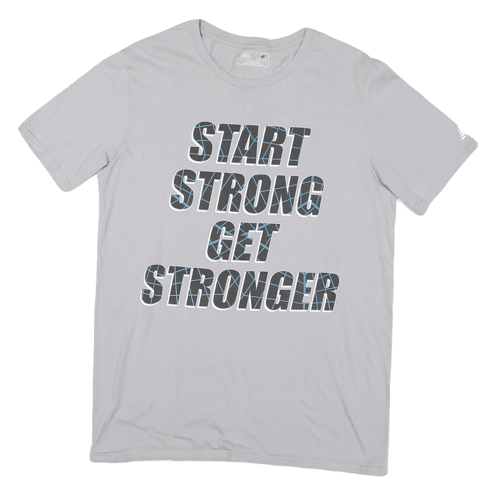 NEW BALANCE Mens Grey Start Strong Get Stronger Graphic T-Shirt L Short Sleeve Refurbished - N/A refurbished available on Cerqular