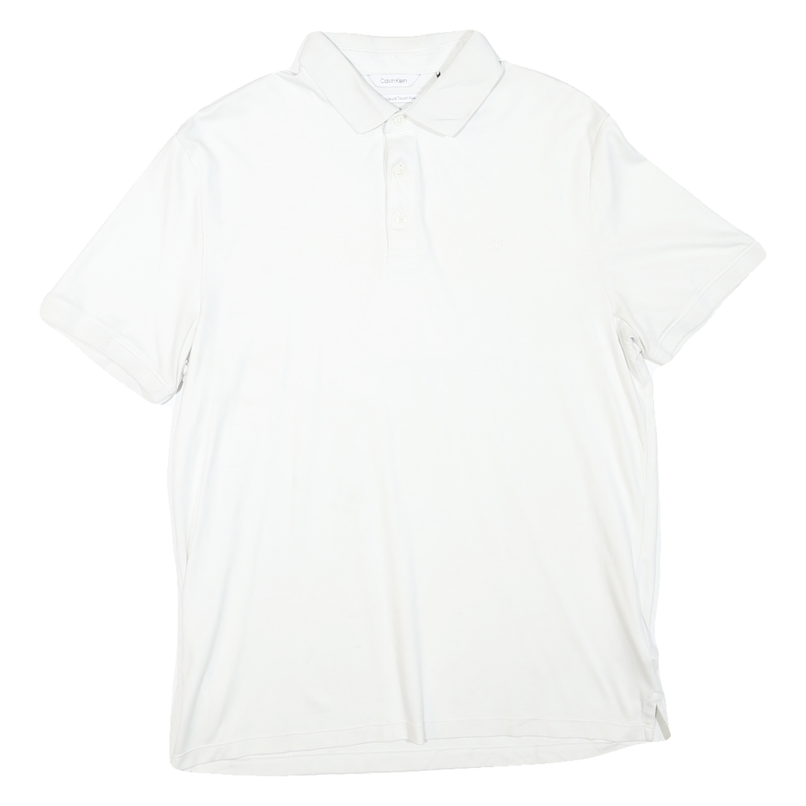 CALVIN KLEIN Mens White Short Sleeve Plain Polo Shirt M Classic Cotton Blend Refurbished - N/A refurbished available on Cerqular
