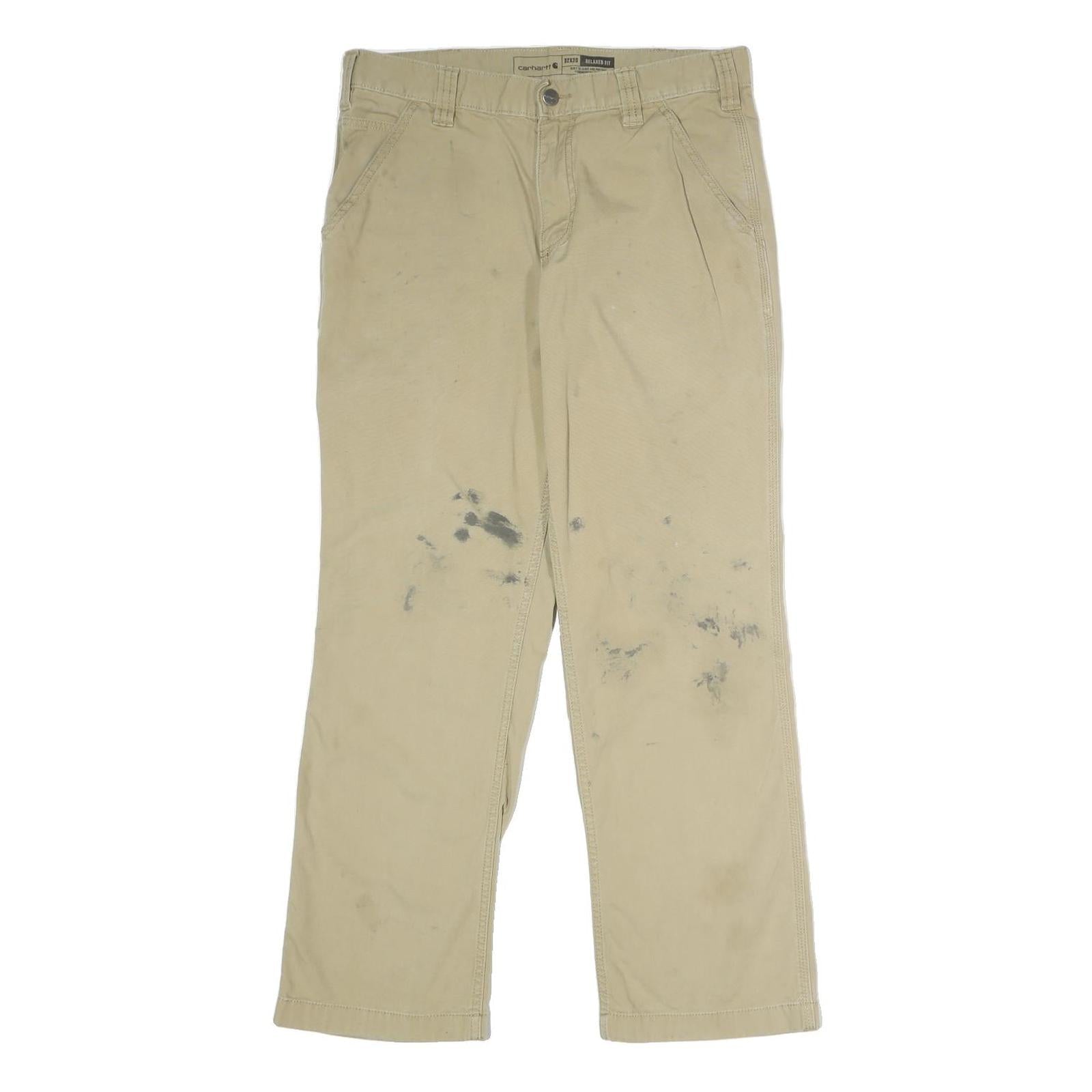 CARHARTT Mens Cotton Blend Beige Relaxed Straight Trousers W32 L30 Workwear Refurbished - N/A refurbished available on Cerqular