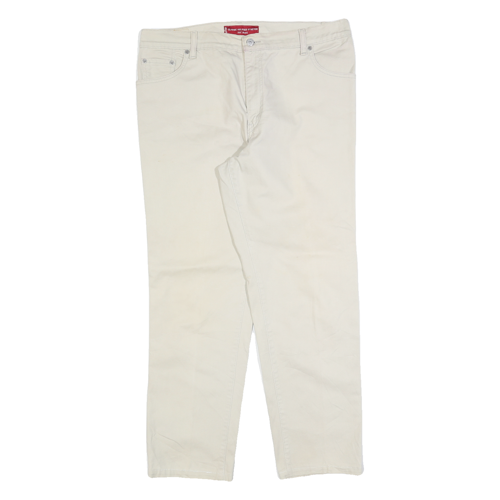 LEVI'S Womens Cotton Blend Beige Relaxed Straight Trousers W36 L28 Classic Style Refurbished - N/A refurbished available on Cerqular