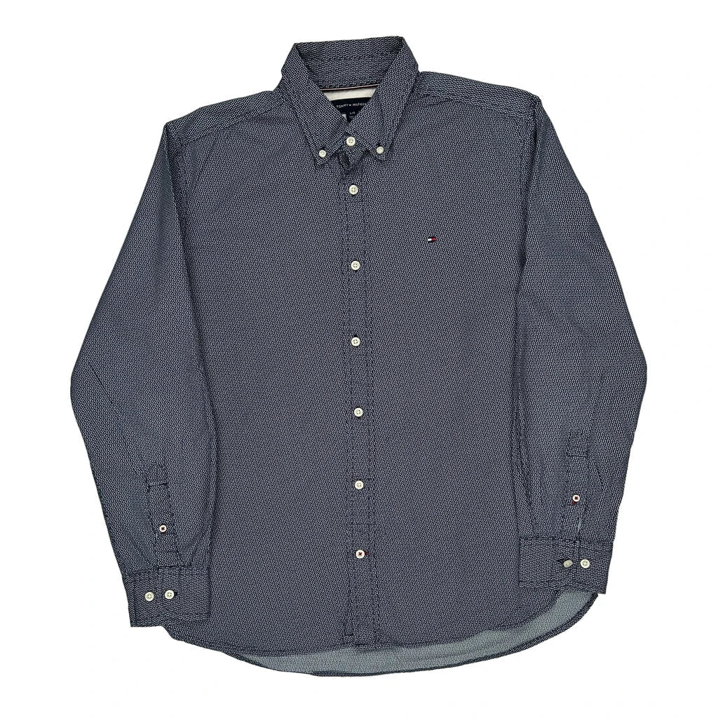 Tommy Hilfiger Shirt - Large Blue Cotton Refurbished - Thrifted (note: this is a term often used to describe second- refurbished available on Cerqular
