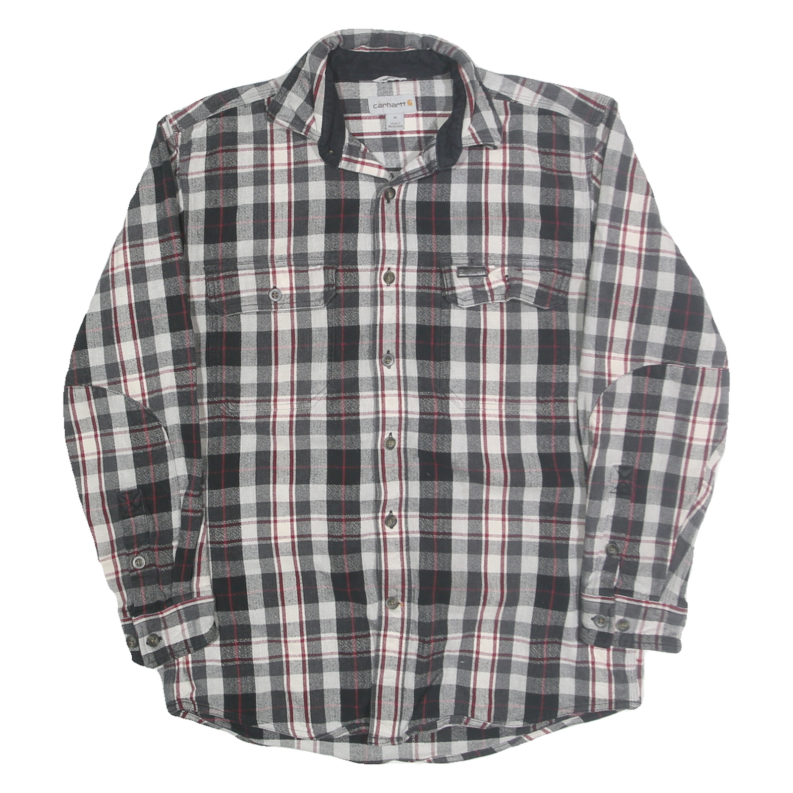 CARHARTT Mens Black & White Check Shirt M Long Sleeve Button Cotton Blend Refurbished - N/A refurbished available on Cerqular