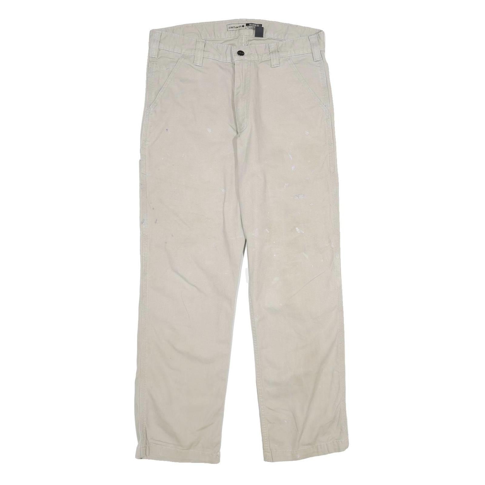CARHARTT Mens Cotton Blend Beige Relaxed Straight Trousers W32 L30 Workwear Zip Refurbished - N/A refurbished available on Cerqular
