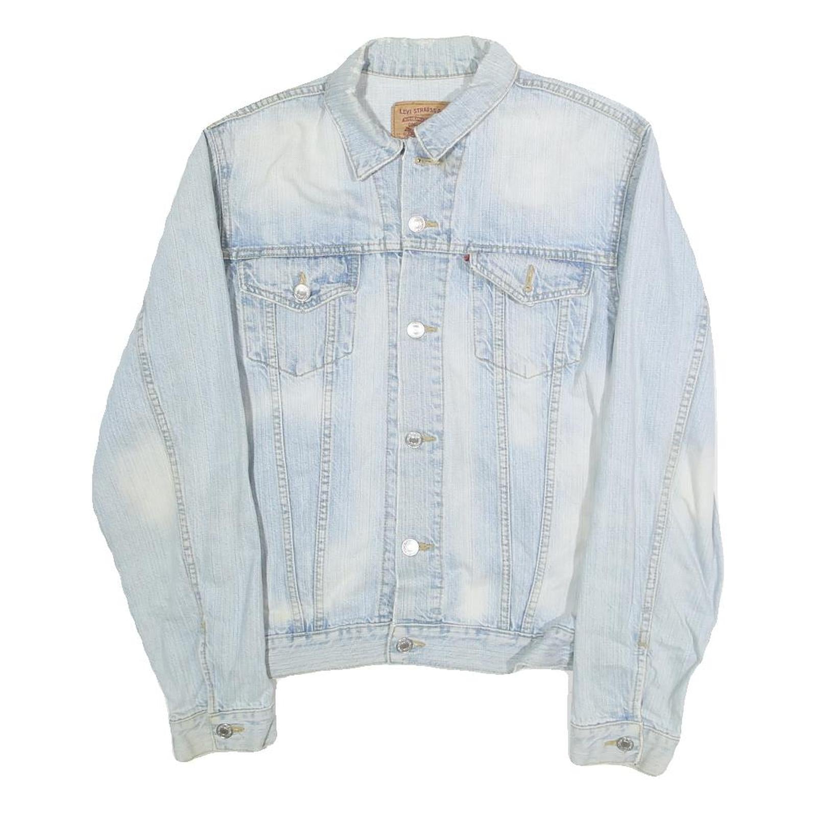 LEVI'S Mens Blue Denim Jacket M Cotton Button Plain Classic Fit Casual Refurbished - N/A refurbished available on Cerqular