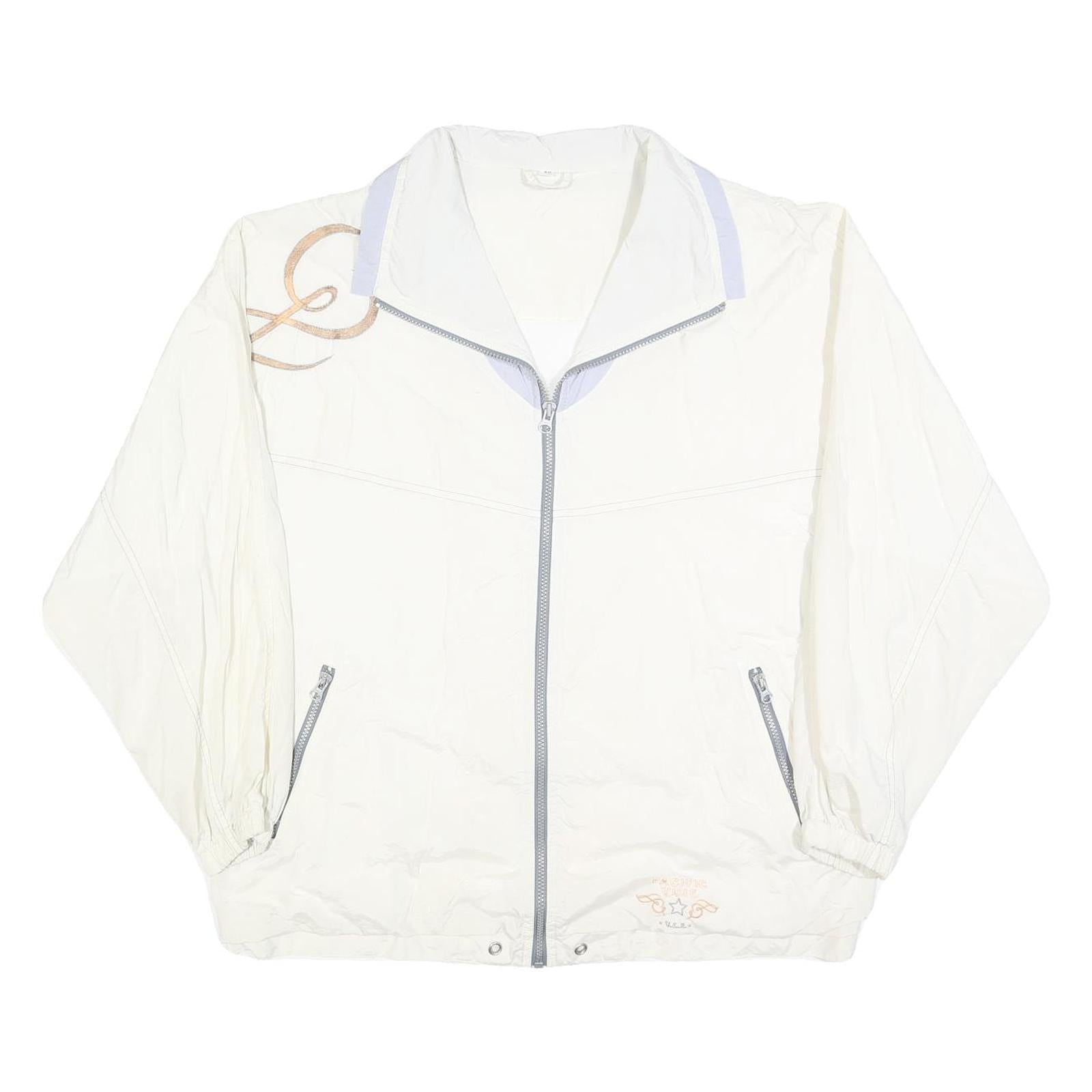 Womens White Polyester Blend Zip Up Casual Jacket L Plain Lightweight Stylish Refurbished - N/A refurbished available on Cerqular