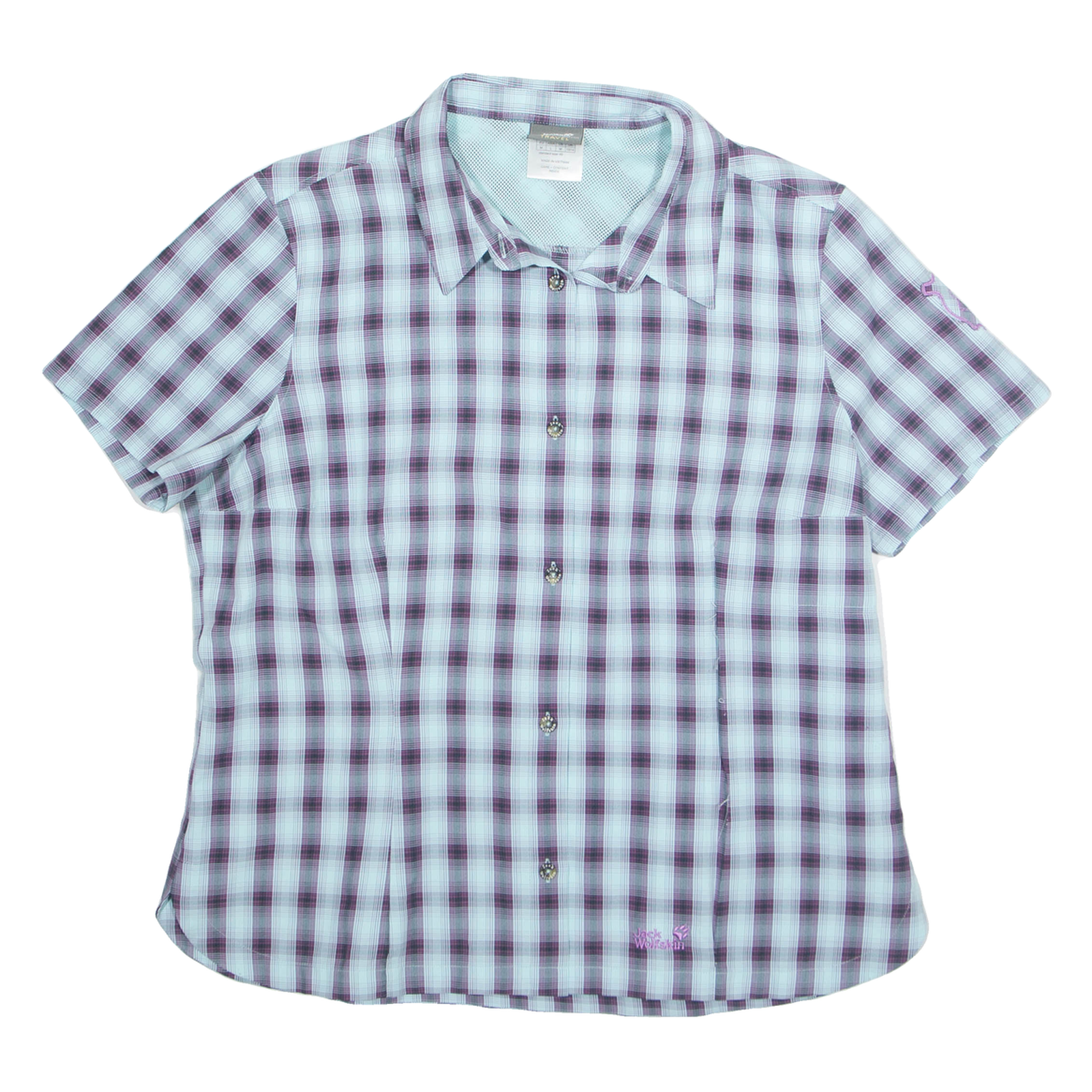 JACK WOLFSKIN Womens Shirt Blue Check M Refurbished - N/A refurbished available on Cerqular
