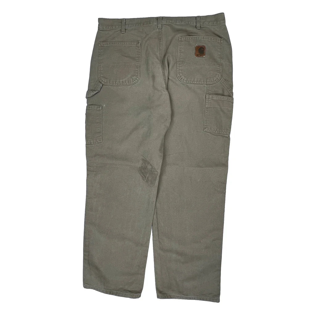 Carhartt Carpenter Trousers - 38W 32L Khaki Cotton Refurbished - Thrifted (note: this is a term often used to describe second- refurbished available on Cerqular