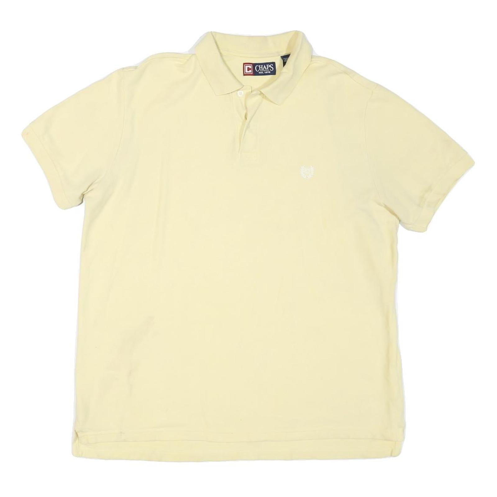 CHAPS Mens Yellow Basic Cotton Blend Short Sleeve Polo Shirt L Classic Fit Refurbished - N/A refurbished available on Cerqular